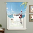 thumbnail image 2 of Coastal Christmas Balloon Curtains for Living Room/French Door, Santa Claus Xmas Tree Sandy Beach Tie Up Curtains 63 Inch Length Energy Saving Kitchen Curtains Shades for Windows 42"x63", 2 of 8
