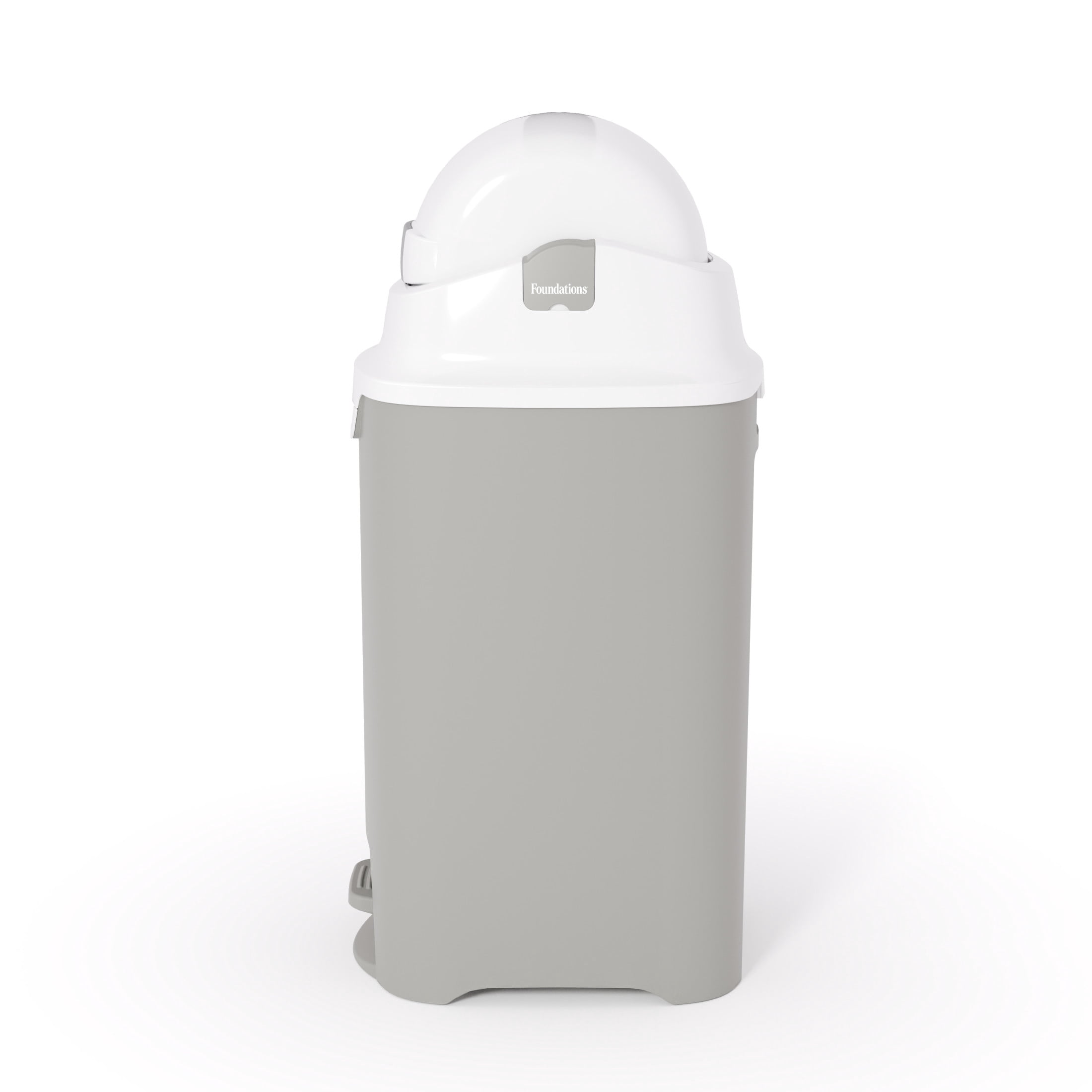 Foundations Hands Free Medium Diaper Pail with Airtight Lid - Durable & Odorless Diaper Disposal, Holds up to 45 Newborn Diapers, Refill With Any Bags - Gray