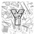 thumbnail image 1 of Carolines Treasures CJ2007-YFC Letter Y Musical Note Letters Foam Coasters- Set Of 4, 1 of 1