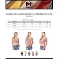thumbnail image 2 of MixMatchy Women's Long Sleeve Shirring Adjustable Tie Front Ribbed Detail Crop Top, 2 of 6