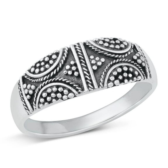 Polished Oxidized Bali Ring .925 Sterling Silver Band Jewelry Female Male Unisex Size 6