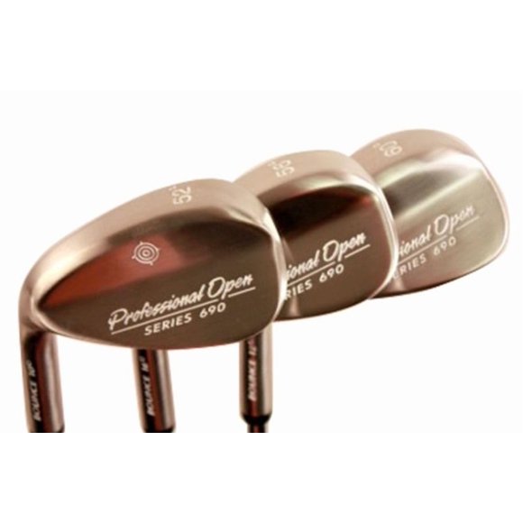 Left Handed Professional Open Series 690, +1 inch Over Big & Tall Men's Wedge Set: 52° Gap Wedge (GW), 56° Sand Wedge (SW), 60° Lob Wedge (LW) Regular Flex (Tall 6'0"+ / +1" Over) Midsize Velvet Grip