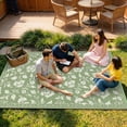 thumbnail image 3 of 6x9 Green&Ivory Outdoor Rug Waterproof Reversible, Floral Plastic Straw Patio Rug, Foldable Outdoor Area Rug for RV Camping, Picnic, Beach, Balcony, Deck & Garden Green&Ivory, 3 of 9