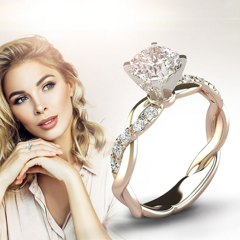 Up to 65% off amlbb Womens Rings Clearance 2PC Ring Bridal Zircon Diamond  Elegant Engagement Wedding Band Ring Set 