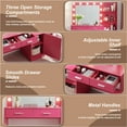 thumbnail image 2 of Vastcury Minimalist Vanity Desk with Mirror and Lights, Bedroom 3 Level Makeup Dresser, Dressing Table with Large Vertical Organizer & 2 Drawer, Rose Pink, 2 of 7
