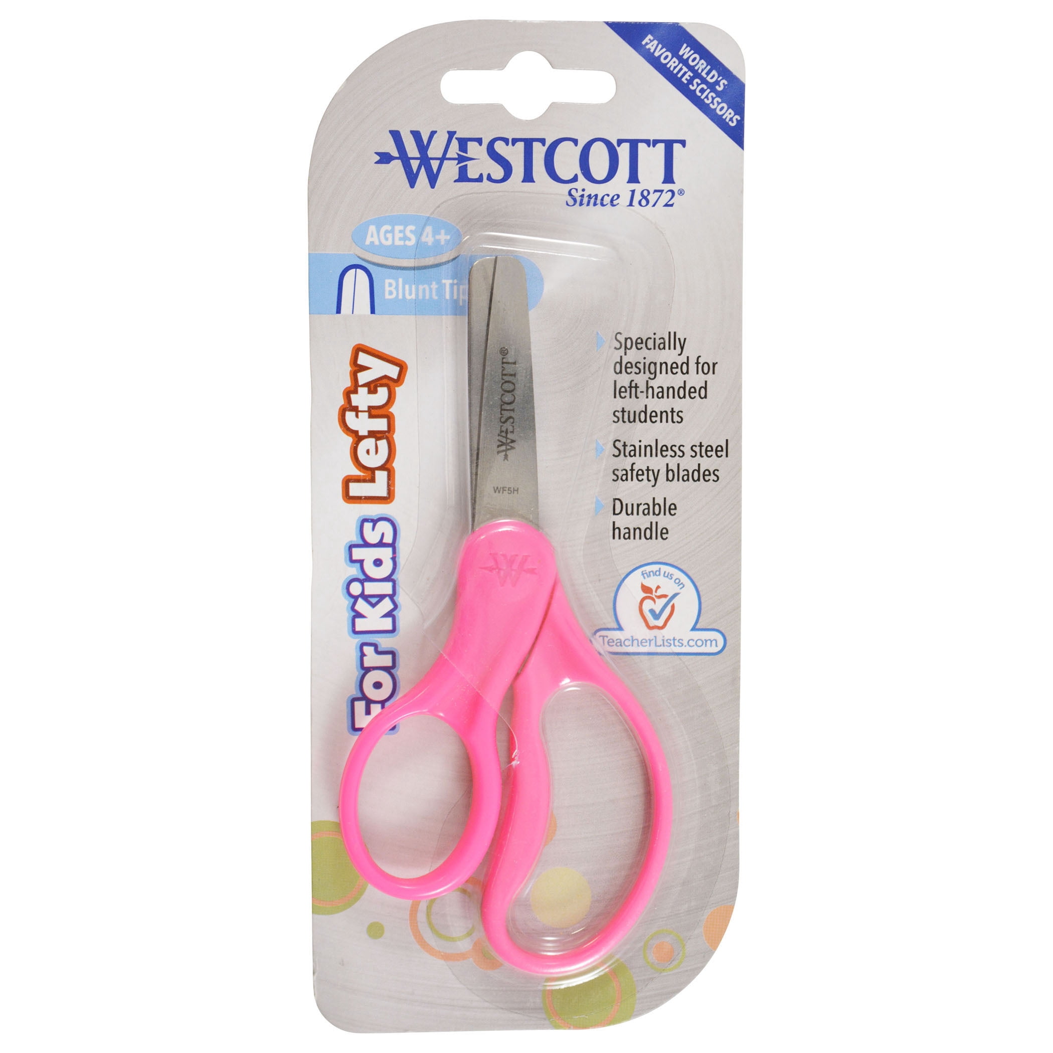 Westcott School Kumfy Grip Left-Handed Kids Scissors, 5" Blunt, Assorted Colors, Pack of 6