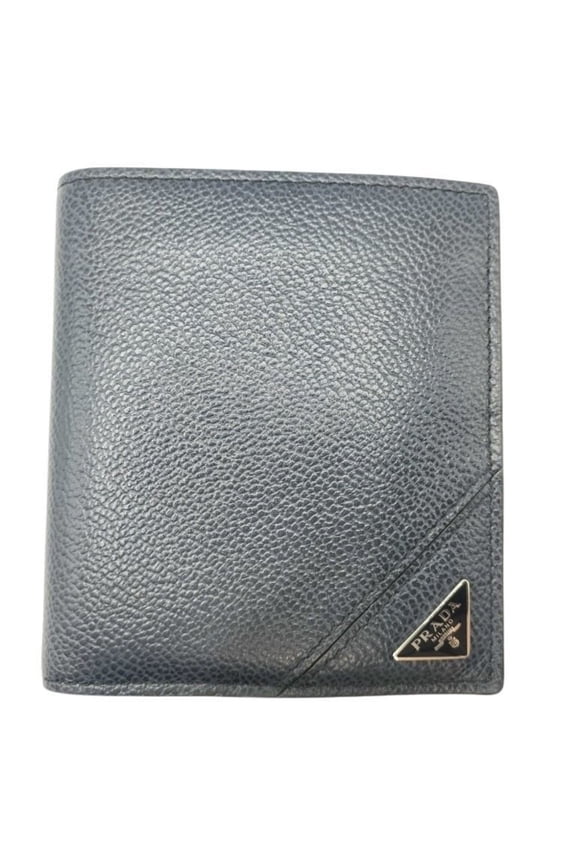 Pre-Owned PRADA Prada Triangle Wallet 2MO004 Black Leather Men's Bifold (Good)