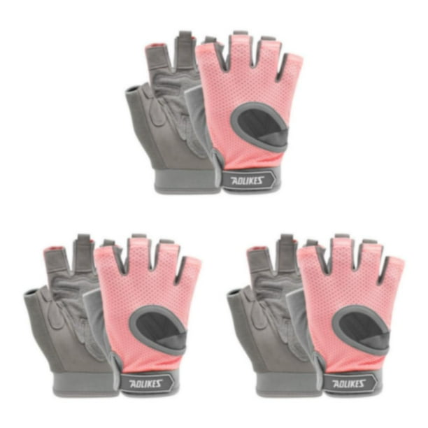 Toystoory fitness gimnasio guantes deportes transpirable ciclismo medio dedo guante levantamiento de pesas palm pad equipo de culturismo rosa / m Type1 NO1