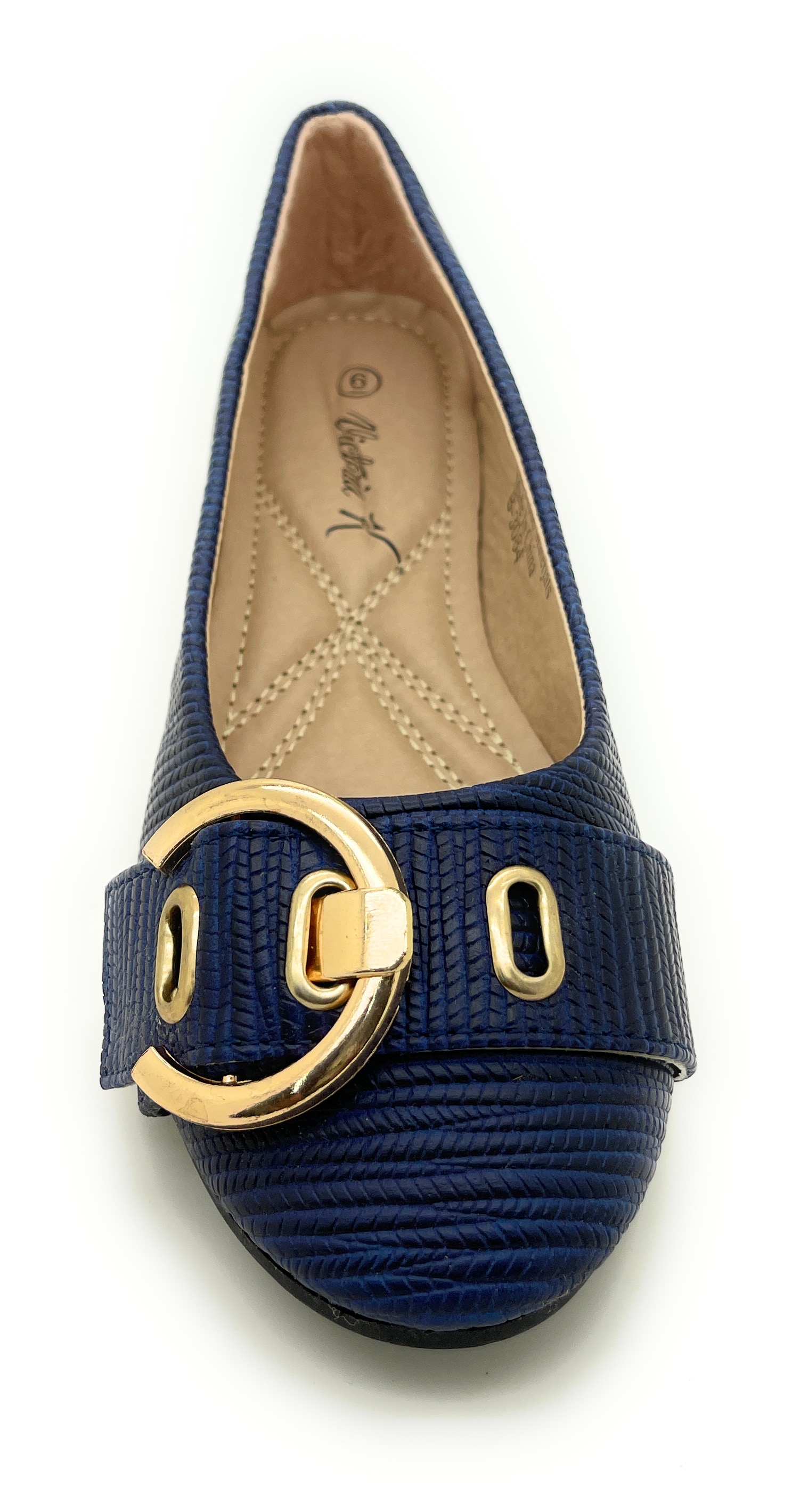 フラットシューズ ^Victoria Shoes^ Kung Fu Casa Ballerina 1080910BEIGE 5007667 Victoria K women's Ballerina Flat - Buckle Front Design