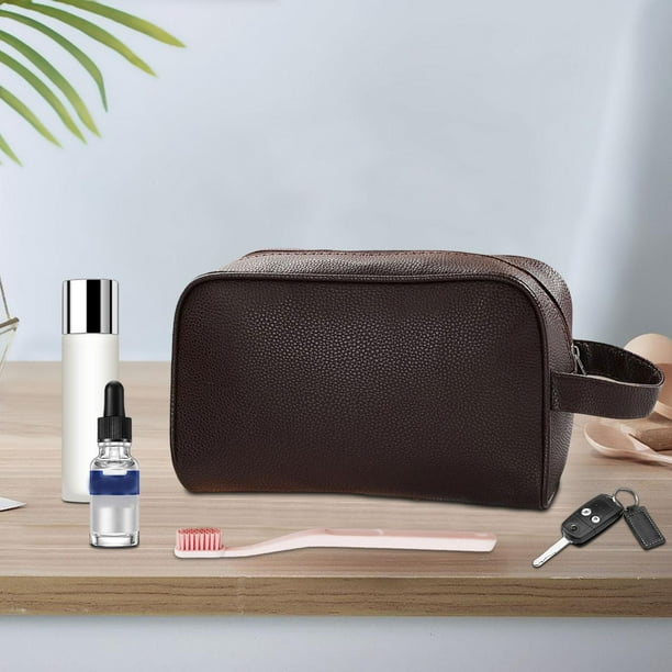Neceser Organizador de viaje Maquillaje Cosmético Bolsa de viaje de cuero PU Bolsa de almacenamiento con cremallera, Multiusos, Esenciales de viaje, Marrón Salvador Organizador de viajes