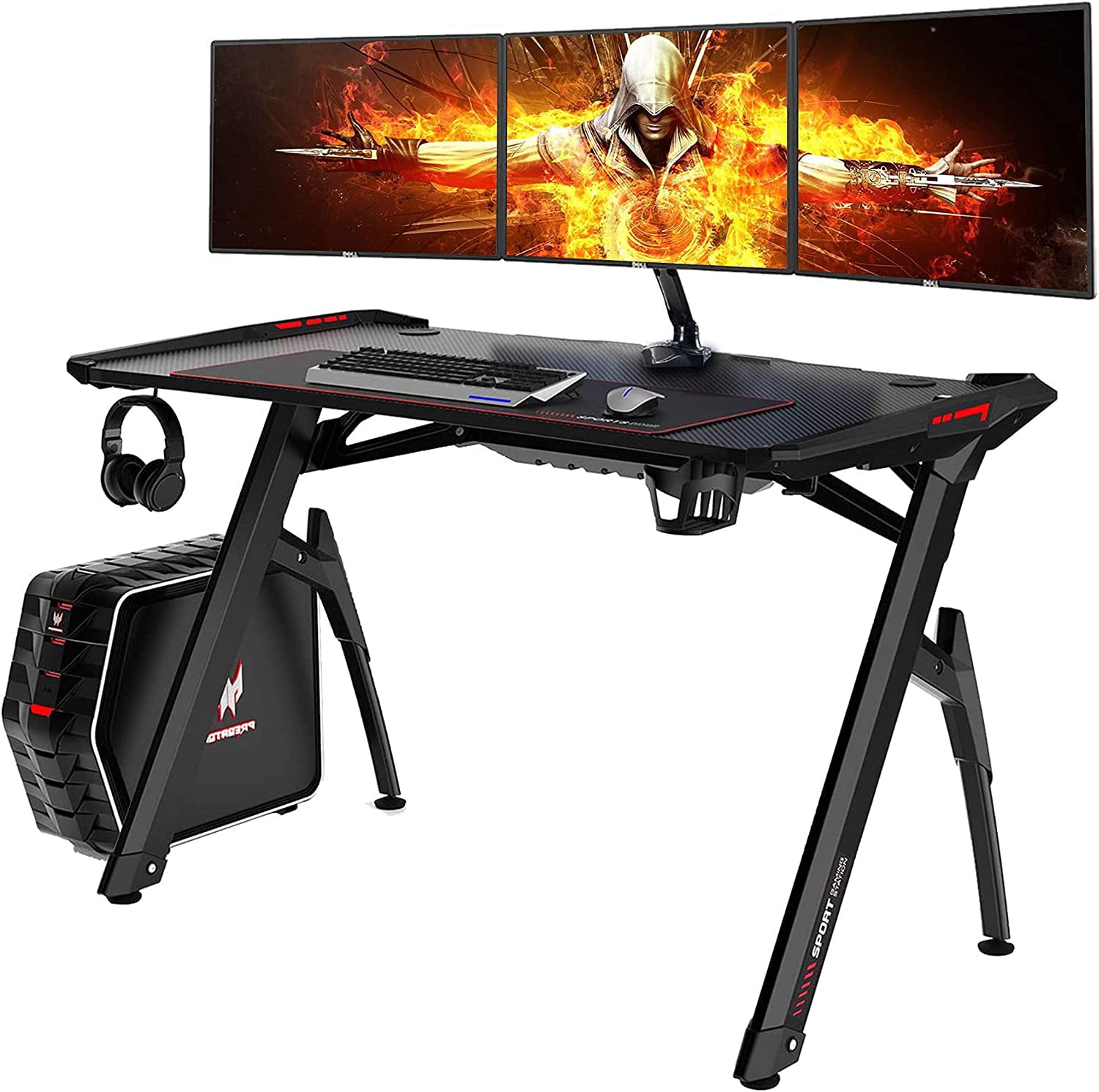 Details about   47" Gaming Desk Home Office Computer Table Ergonomic Racing Gamer W/RC LED Light 