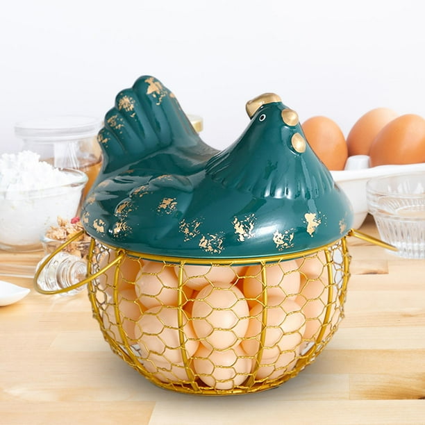 Cesta de almacenamiento de huevos BLESIY Contenedor de huevos de cocina Cerámica Oro