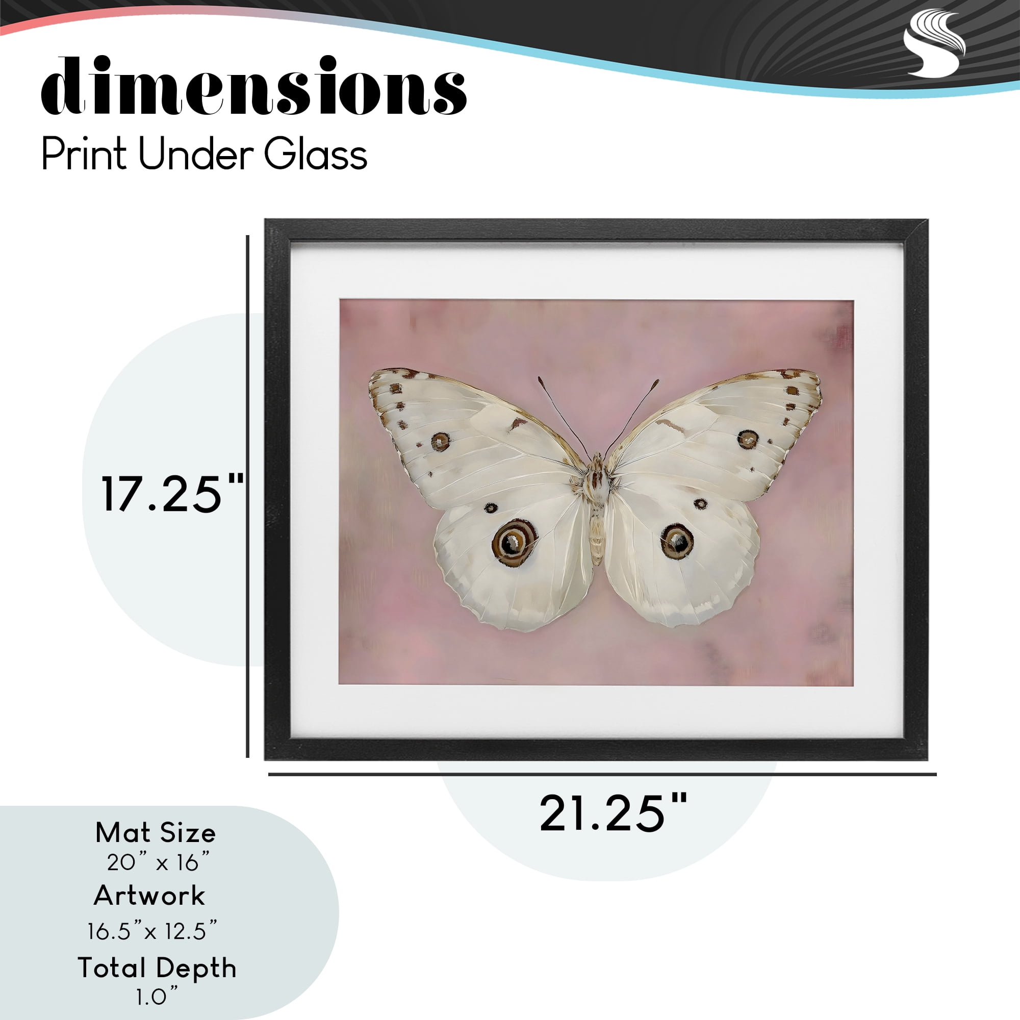 Stupell Industries Gossamer Butterfly on Blush Background Black Framed Print Under Glass, design by Arlington Prints