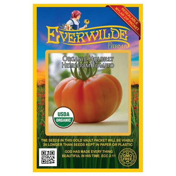 Everwilde Farms - 25 Organic Hillbilly Heirloom Tomato Seeds - Gold Vault Jumbo Bulk Seed Packet