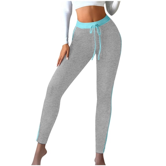 Abomasnow Women's Yoga Leggings Drawstring High Waist Stretch Joggers Comfy Side Striped Seamless Gym Sport Workout Trousers