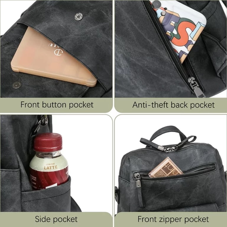 Zipper Pocket Front PU Backpack Amazon.com: FADEON Leather Laptop Backpack for Women  main image 4