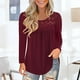 thumbnail image 2 of Tops de empalme de encaje sólido con cuello redondo y manga larga a la moda de verano para mujer Fridja  hj2696, 2 of 7