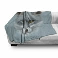thumbnail image 3 of Animal Soft Flannel Fleece Throw Blanket, Grey Fox Portrait Fluffy Forest Creature Mammal Wildlife Style Illustration, Cozy Plush for Indoor and Outdoor Use, 50" x 70", Pale Blue, by Ambesonne, 3 of 6