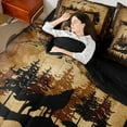 thumbnail image 4 of Manfei Wolf Print Bedding Sets Twin Size, Jungle Wildlife Bed in a Bag Twin size, Farmhouse Theme Reversible Comforter Sets with Sheets, Lightweight Room Decorative, 7 Pieces, 4 of 6