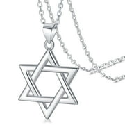 FaithHeart Sterling Silver Star of David Pendant Necklace Women Religious Hexagram Jewish Jewelry