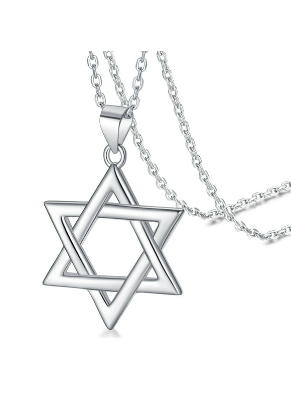 FaithHeart Sterling Silver Star of David Pendant Necklace Women Religious Hexagram Jewish Jewelry