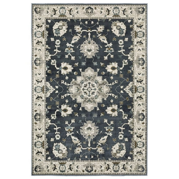 Oriental Weavers Ellington Area Rug - ELL08 - 9'10" x 12'10" - in Blue/ Multi - Vintage Inspired, Stain Resistant, Family and Pet Friendly , Family, Dining, Living Room Rug