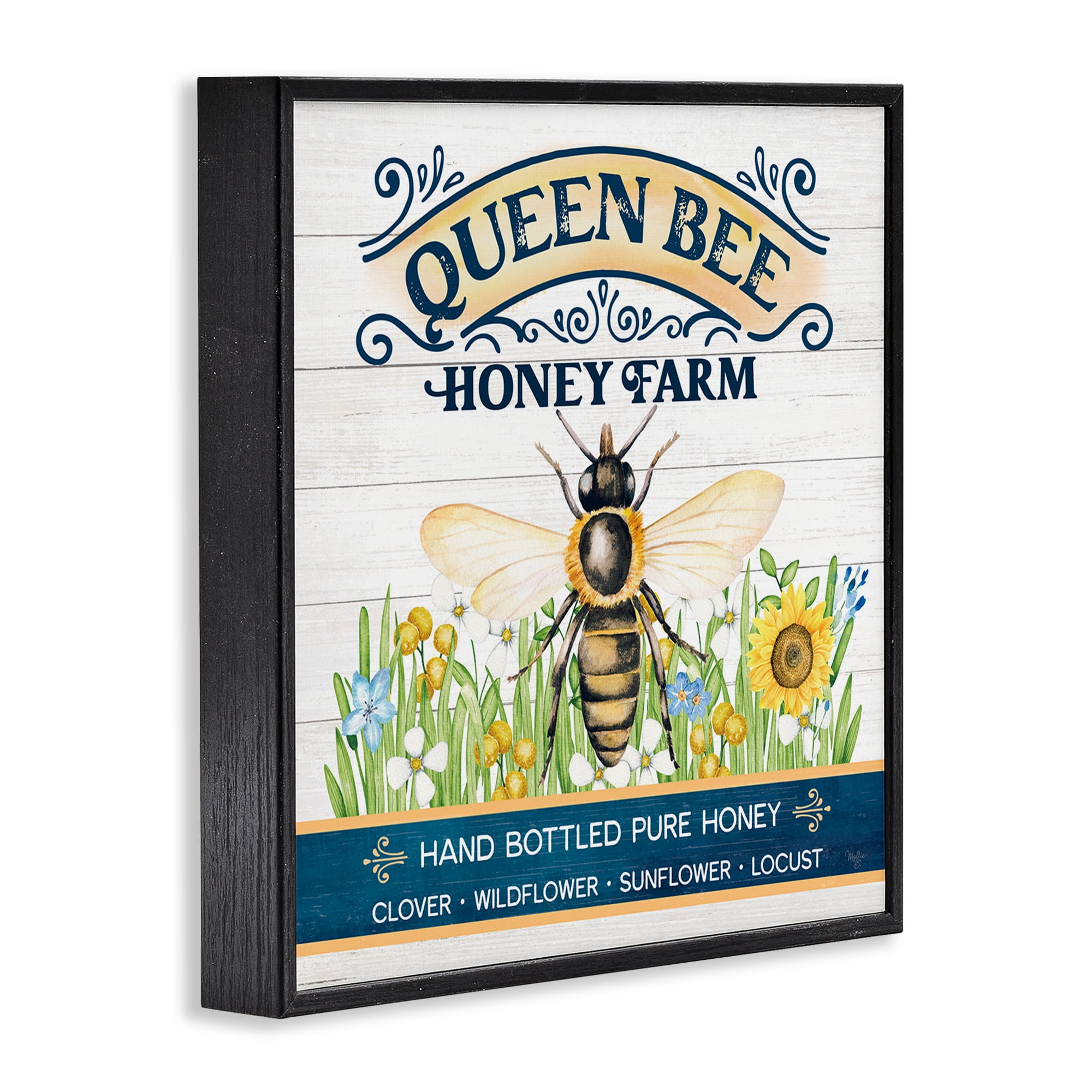 Stupell Industries Queen Bee Honey Farm Animals & Insects Painting Black Framed Art Print Wall Art, 24 x 24