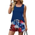 thumbnail image 4 of Iaqnaocc Two Piece Sets for Women 4th Of July Flag American Flag Stars Short Sets for Women Tank Square Neck Sleeveless and Shorts Summer Outfits Beach Outfits for Women Royal Blue L, 4 of 5