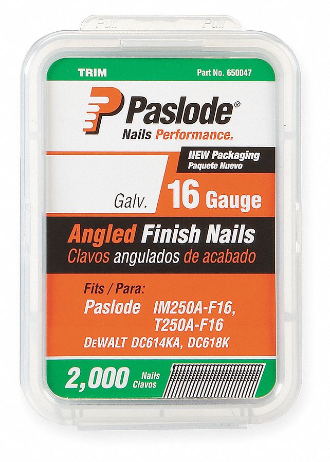 Paslode Angled Finish Nail,16 ga,2 In,PK2000 650047
