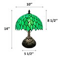 thumbnail image 7 of Tiffany Table Lamp Green Stained Glass Leaves LED Bulb Included Dragonfly Base for Living Room Bedroom Bedside Office Hotel 10'W*14"H, 7 of 7