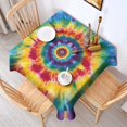 thumbnail image 2 of Colorful Rainbow Tie Dye Spiral Pattern Square Tablecloth,Waterproof Square Table Cover,Wipeable Spillproof Washable Table Cover for Home Kitchen Party Decor 52"x52"(132x132cm), 2 of 6
