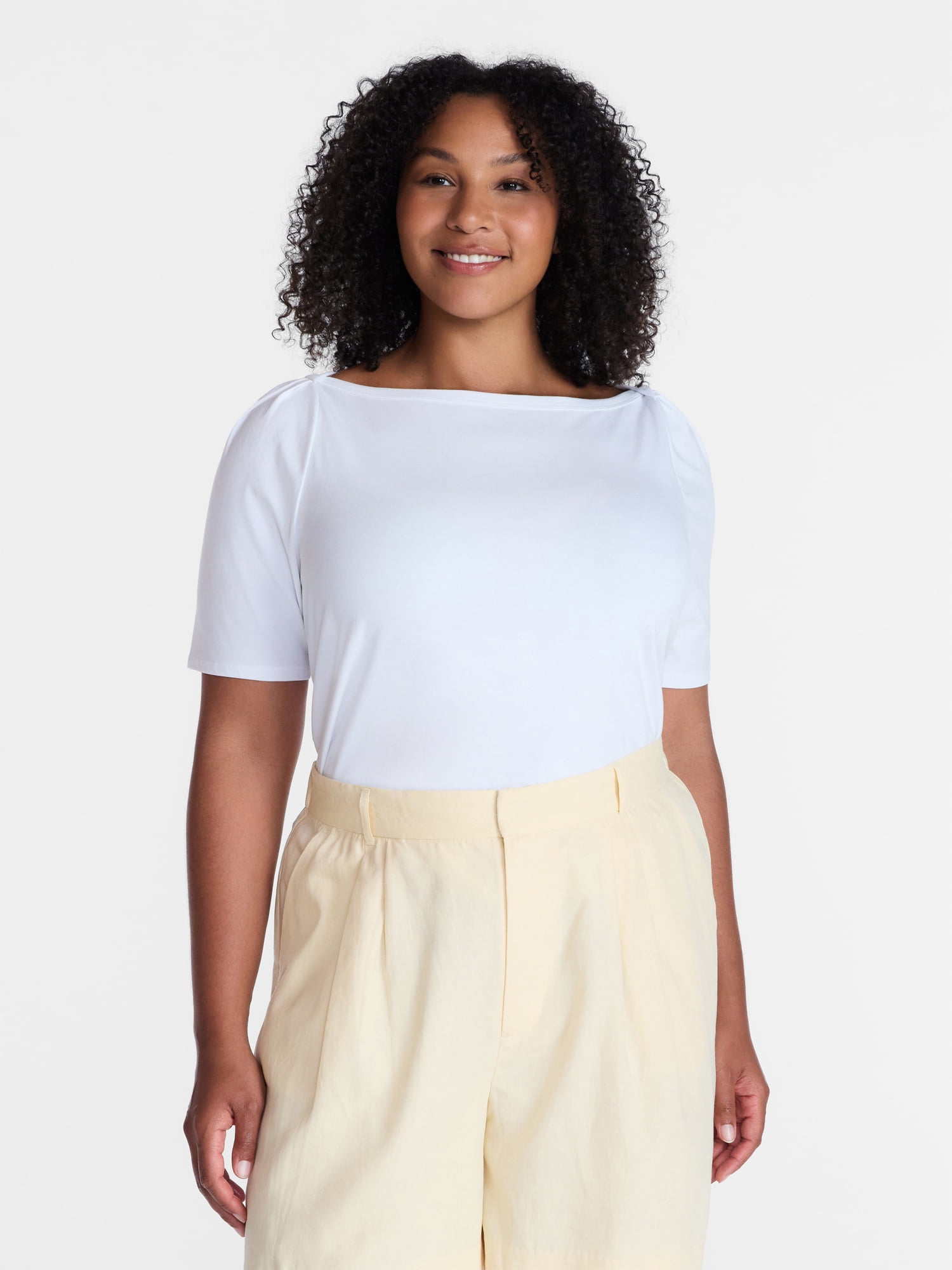 Time and Tru Women's Envelope Tee with Short Sleeves, Sizes XS-XXXL