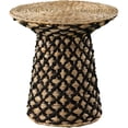 thumbnail image 1 of Table d'Appoint Ronde en Rotin Tissé Naturel et Noir, 1 of 3