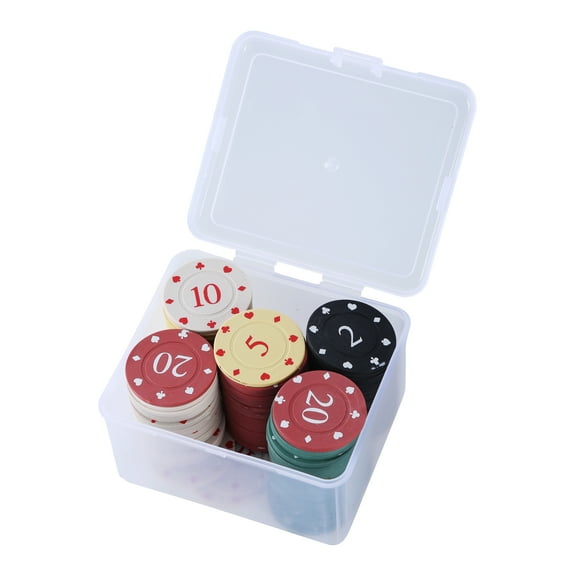100Pcs Roulettes Game Bingo Chip Plastic Casinos Chip Learning Counters Small Chip with Storage Box Enduring