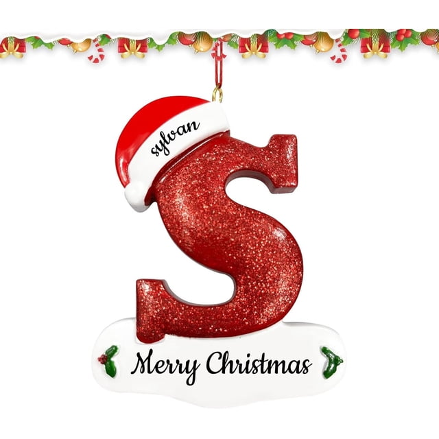 Adorno navideño colgante, colgante navideño personalizado con monograma, adorno navideño con nombre hecho a mano