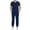 Dark Blue, variant on Yongwang Mens Scrub Set Henley Neck Short Sleeve Shirt Drawstring Jogger Pant Multi Pocket Work Uniform for Hospital