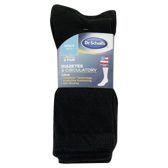 Dr. Scholl's Men's Diabetes & Circulatory Crew Socks, 6 Pack