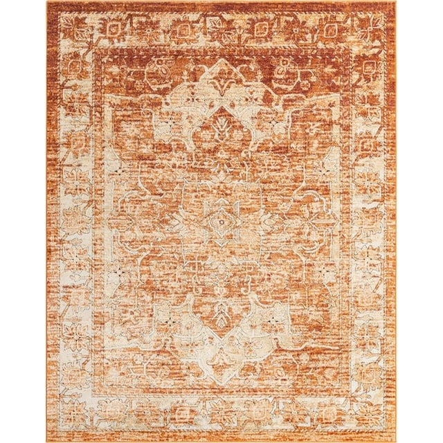 Unique Loom Isabella High-Low Pile Area Rug 7' 10 x 10' Rectangle Rust Red/Ivory