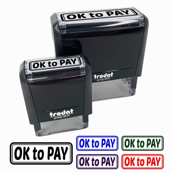 OK to Pay Double Border Self-Inking Rubber Stamp Ink Stamper for Business Office - Black Ink - Small 1-1/2 Inch
