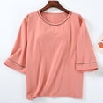 thumbnail image 1 of Fiudx Ofertas y Liquidaciones Top/Camisa de Manga Corta con Cuello En V y Cuello En V de Color Sólido para Mujer, 1 of 5