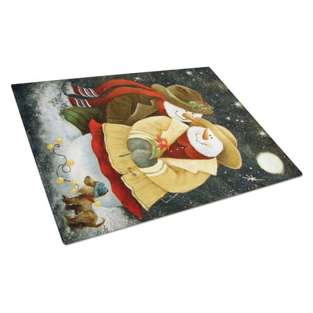 

Carolines Treasures PJC1016LCB Love at Christmas Snowman Glass Cutting Board Large 12H x 16W multicolor
