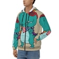 thumbnail image 3 of Goofa Cool Dino Playing Skateboard Pattern Mens Full-zip Hoodie, Zip-up Pullover Hooded Sweatshirt, Kangaroo Pocket Hoodie Ideal for Daily Wear, Travel, and Home-Small, 3 of 5