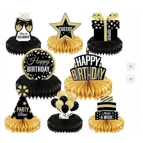 Party Centerpieces Theme Party Supplies, Happy Birthday Party Decorations Double Sided Table Toppers Honeycomb Centerpieces