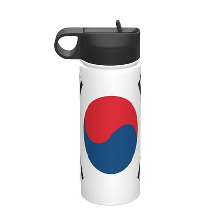 

18 Oz Insulated Sports Bottle Outdoor Sports Gym Handheld Portable Casual Stainless Steel Water Bottle Straw With Lid South Korea Flag