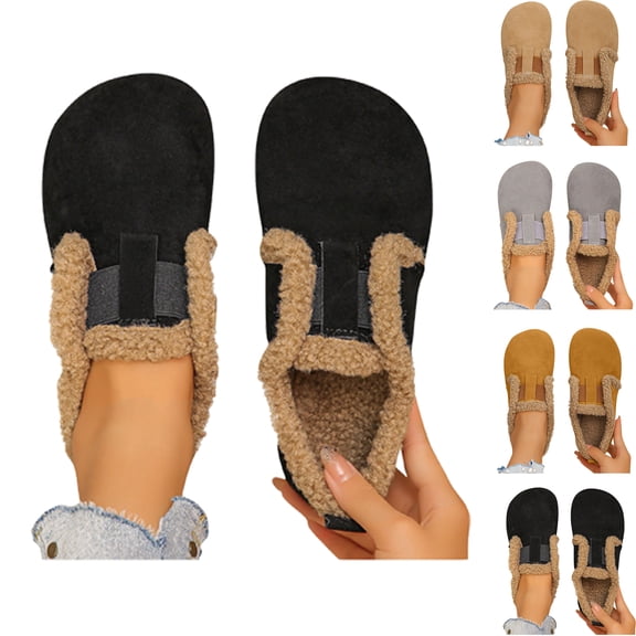 Lenago Womens Winter Snow Boots Slip On Warm Boots Fluffy Slippers Faux Suede Platform with Soft Comfortable Foam Cozy House Slipper Outdoors Boots Footwear