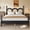 black, variant on URTR Queen Size Platform Bed with Arched Woven Headboard, Four Poster Stylish Wooden Bed Frame, Elegant Curved Headboard Bed Frame For Bedroom, Blue