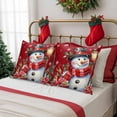 thumbnail image 6 of Outdoor Waterproof Pillow Covers Cute Snowman Retro Red Poinsettia Throw Cushion Case，Winter Snowflake Bird Pillowcase for Bed,Sofa,Couch, Patio Furniture, 18x18 in, 2Pack Decorative Pillows, 6 of 9