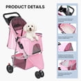 thumbnail image 2 of edx 3 Wheels Pet Stroller, Dog and Cat Strollers, With Storage Basket and Cup Holder, Lightweight Travel Carrier, Breathable Mesh, Waterproof and Foldable for Small Pets Outdoor Walk, Pink, 2 of 9