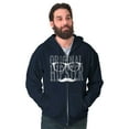 thumbnail image 4 of Retro Original Hipster Mustache Men's Big & Tall Graphic Zip Up Hoodie Brisco Brands 3X, 4 of 5