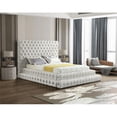 thumbnail image 2 of Meridian Furniture Revel Queen Size Deep Button Tufting Modern Velvet Platform Bed, Cream, 2 of 5